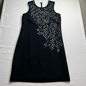 Calvin Klein Lazer Cut Floral White Laced A-Line Sleeveless Lined Dress Size 4